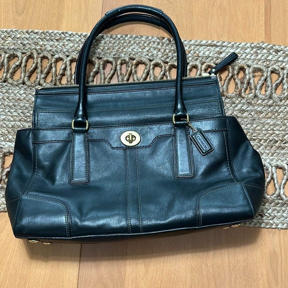 Coach Legacy Chelsea large black leather satchel bag. Used.